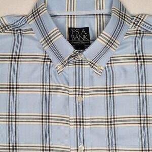 Jos‎ A Banks Men's Signature Collection- Long Sleeve Shirt Blue Plaid , Size L